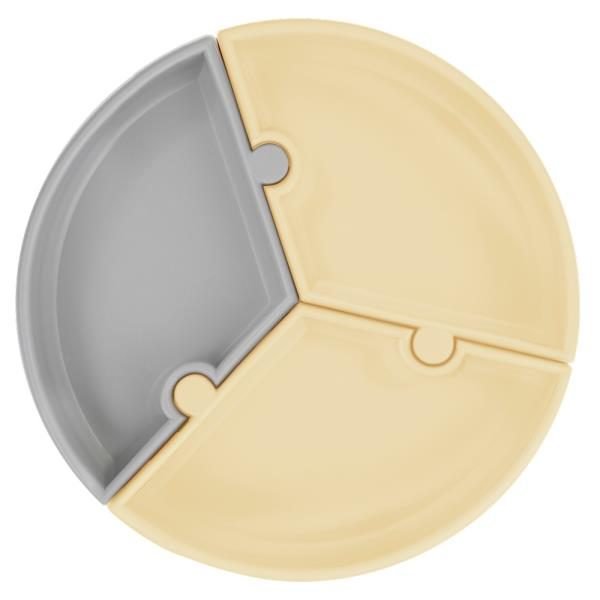 Секційна тарілка Minikoioi Puzzle на присоску силіконова жовтий, сірий (101050053)