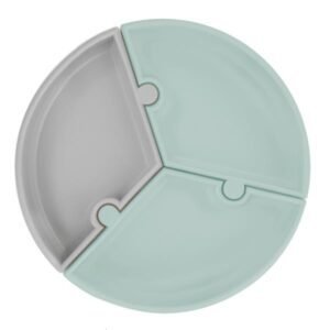Секційна тарілка Minikoioi Puzzle на присоску силіконова зелений, сірий (101050055)
