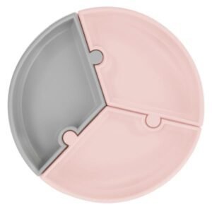 Секційна тарілка Minikoioi Puzzle на присоску силіконова рожевий, сірий (101050058)