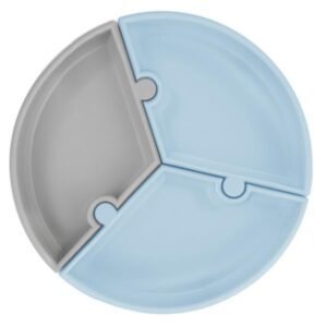 Секційна тарілка Minikoioi Puzzle на присоску силіконова блакитний, сірий (101050059)