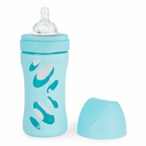 Скляна антиколікова пляшечка Twistshake 260 мл 2m+ із силіконовою соскою блакитний (78583)