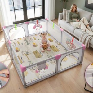 Дитячий манеж ігровий Harmony Comfort Plus 150x180 см з двостороннім килимком Pink