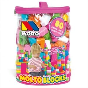 Дитячий конструктор з великими деталями Blocks (80 шт) у сумці, рожевий, Molto (13461)