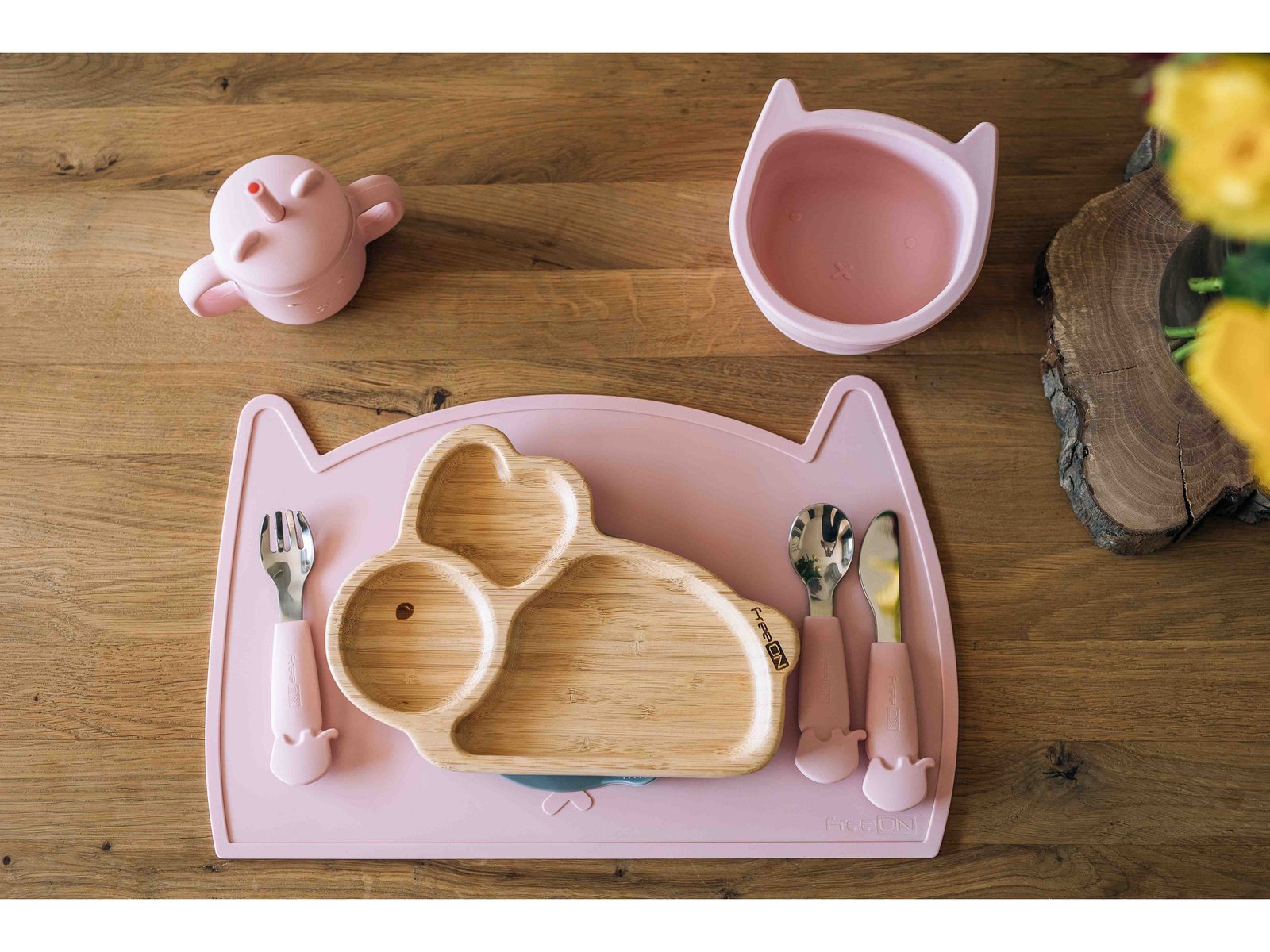 Силіконовий килимок для годування дитини FreeOn Kitty, pink - Зображення 3