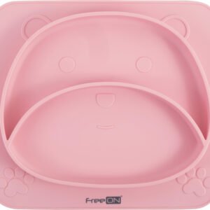 Силіконова тарілка дитяча FreeON Bear, pink