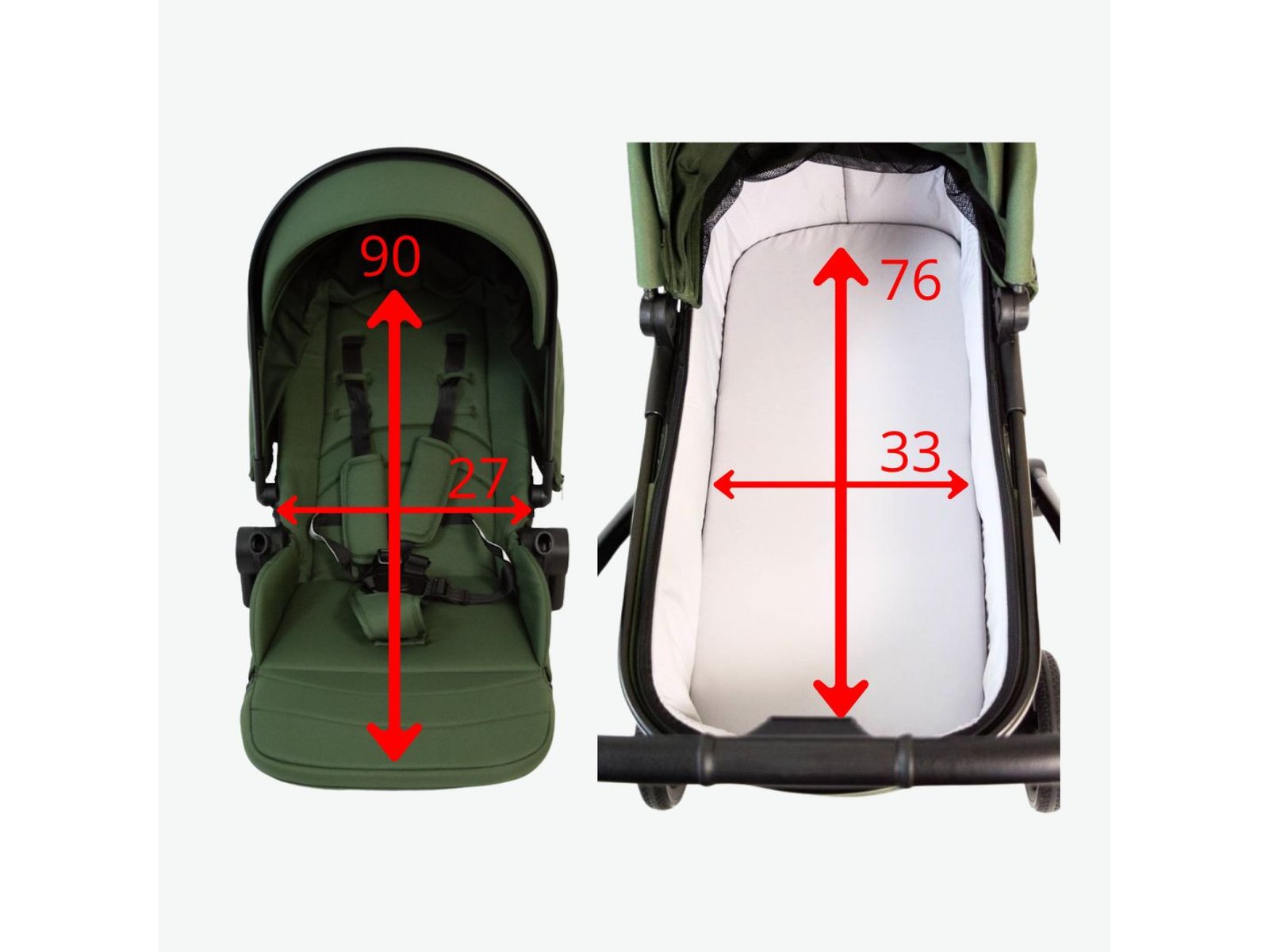 Коляска для дитини універсальна 3 в 1 FreeON Zack, olive - Зображення 5