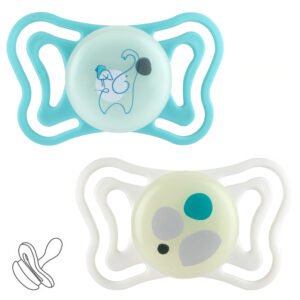 Пустушка Chicco PhysioForma Light, силікон, 6-16 міс., 2 шт., люмінесцентна