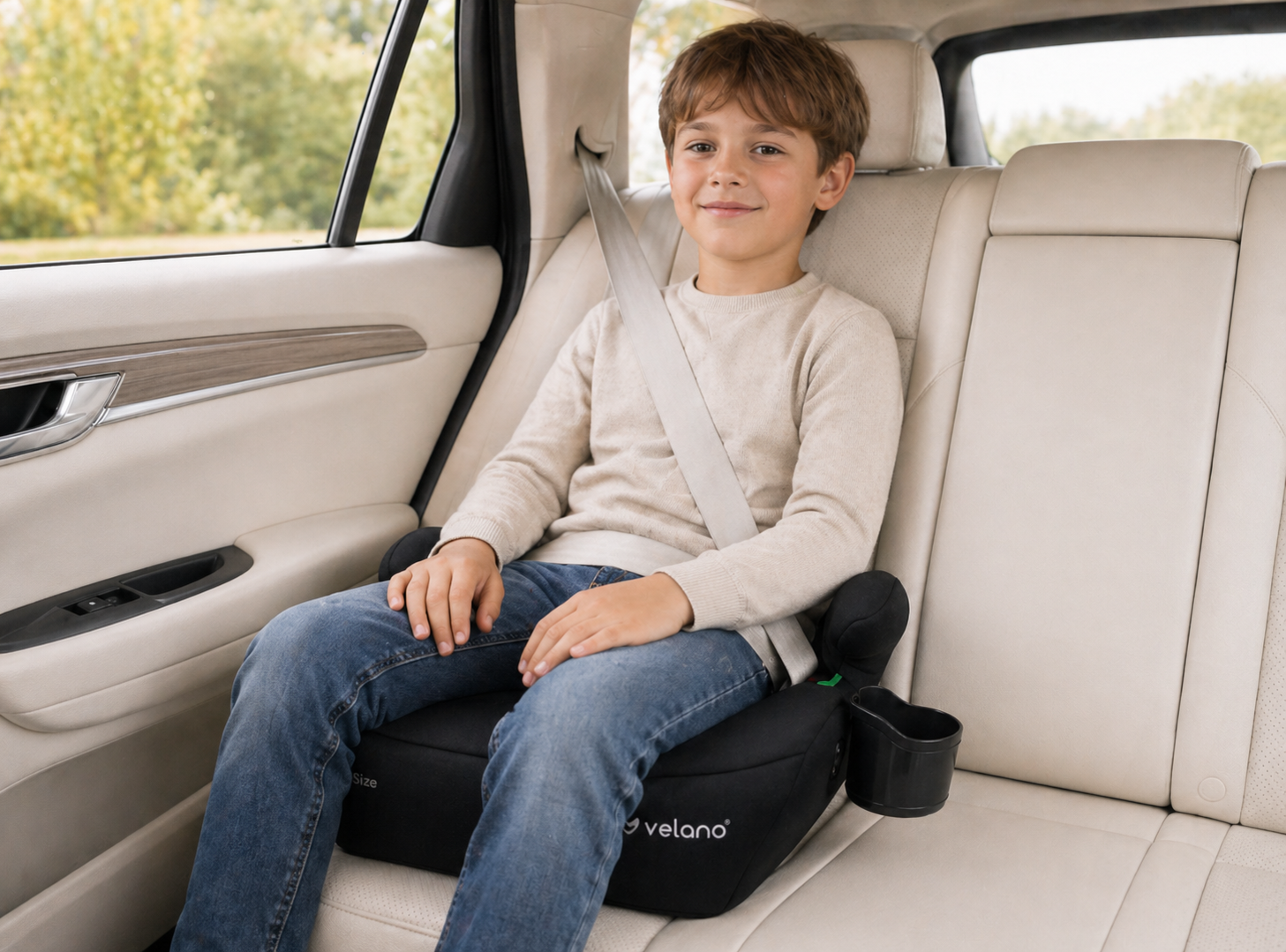 Бустер VELANO Primo i-Size 125–150 см, ISOFIX + підстаканник, black - Зображення 7