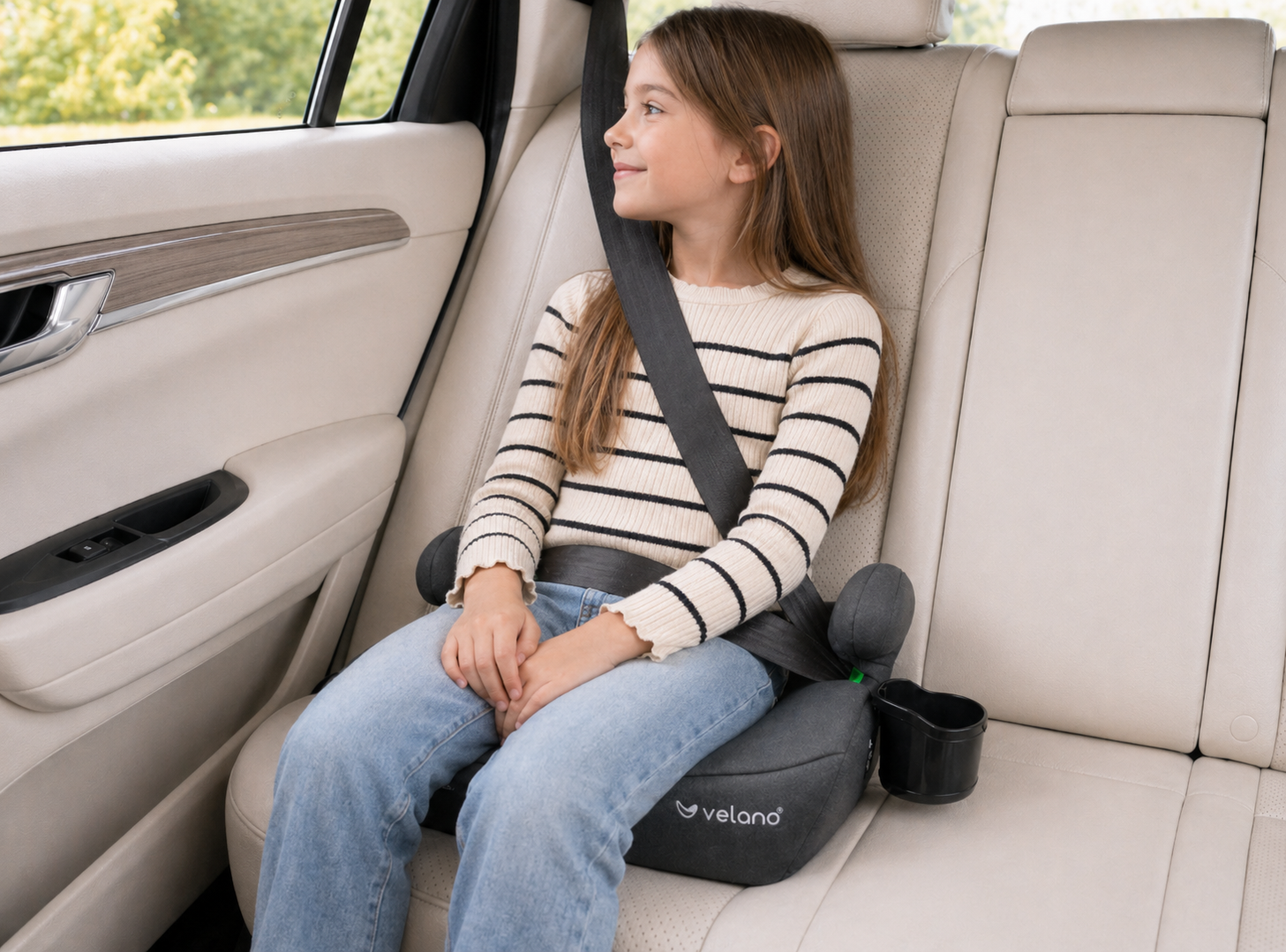 Бустер VELANO Primo i-Size 125–150 см, ISOFIX + підстаканник, grey - Зображення 7